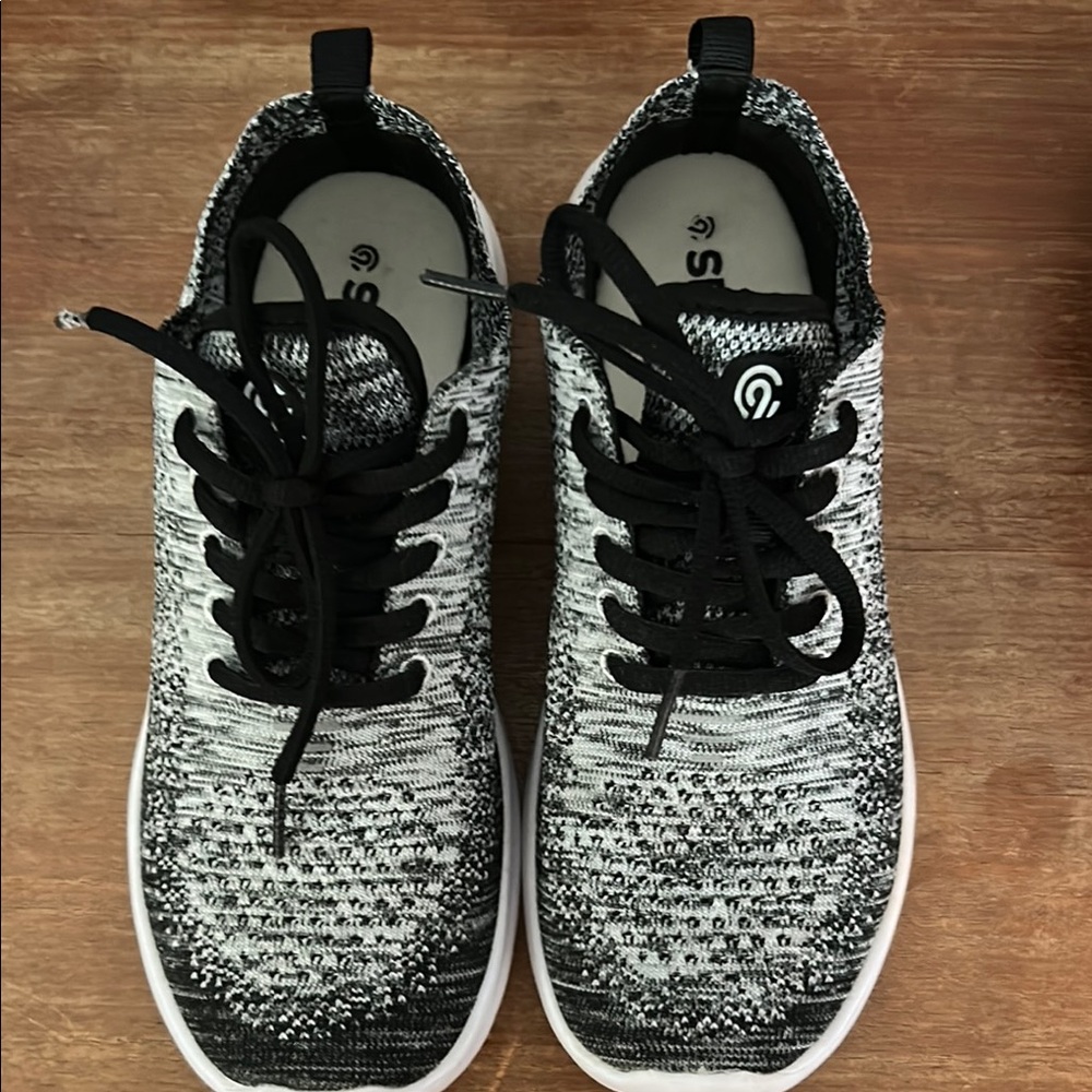 Black and White Knit Sneakers